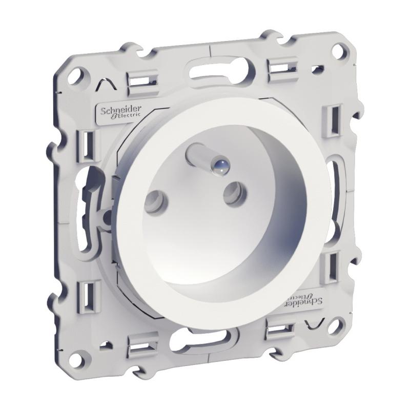ODACE PRISE DE COURANT 2P+T BLANC A VIS CONNEXION VIS SCHNEIDER S520039