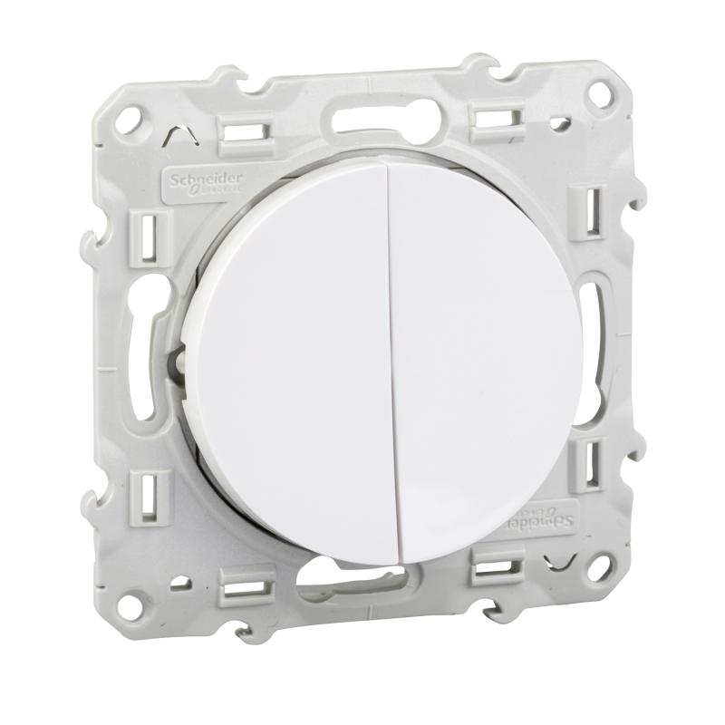 Double va et vient Blanc connexion rapide à vis ODACE SCHNEIDER S520214