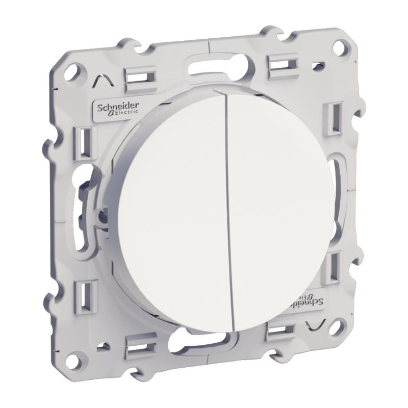 Double va et vient Blanc connexion rapide à vis ODACE SCHNEIDER S520214