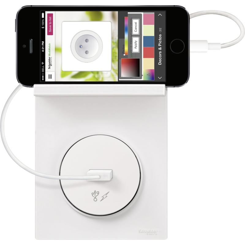 Odace Styl Pratic plaque Blanc support téléphone mobile 1 poste SCHNEIDER S520712