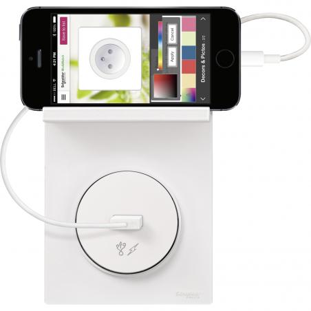 Odace Styl Pratic plaque Blanc support téléphone mobile 1 poste SCHNEIDER S520712