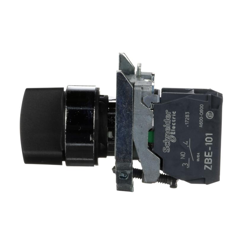 Harmony XB4 bouton tournant manette diam. 22 2 pos fix noir 1F vis étrier SCHNEIDER XB4BD21