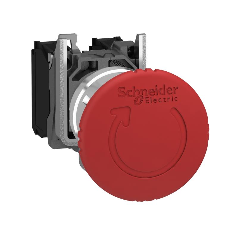 Harmony XB4 bouton arrêt urgence diam. 40 pousser tourner rouge 1O vis SCHNEIDER XB4BS8442