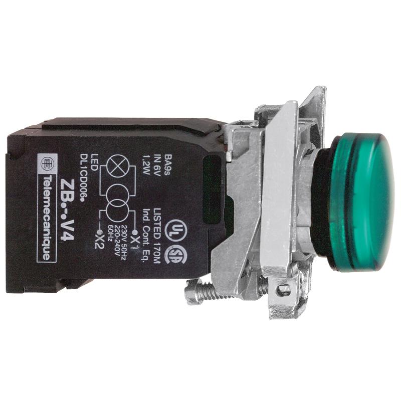 Harmony XB4 voyant lumineux BA9s diam. 22 vert 230V vis étrier SCHNEIDER XB4BV43