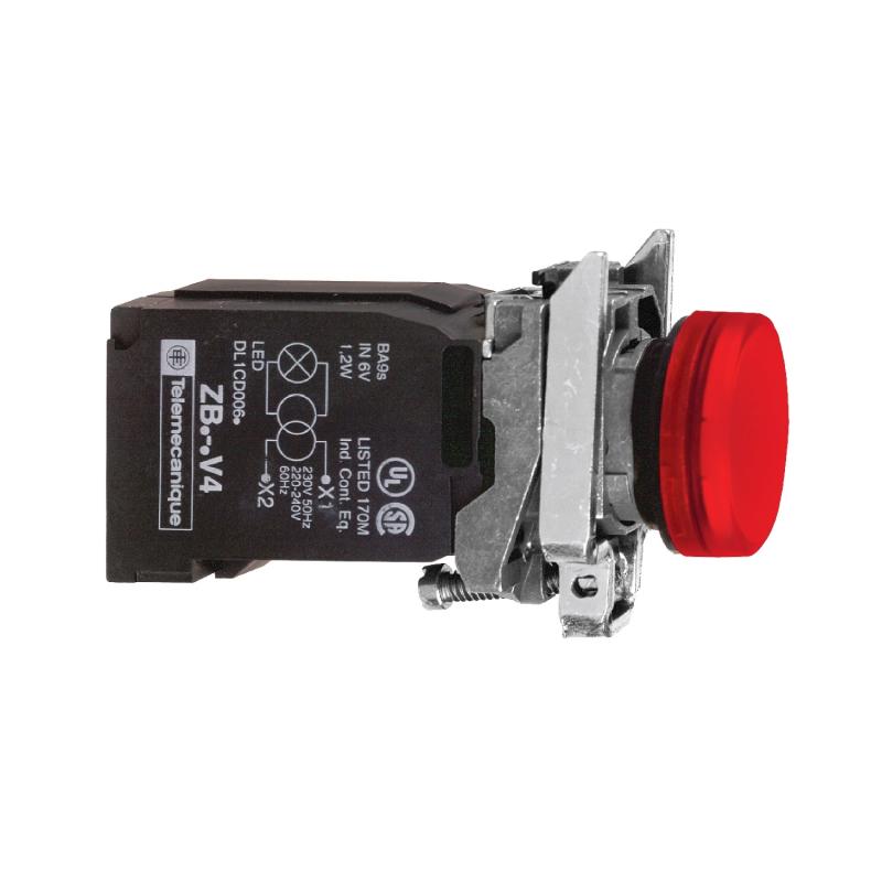 Harmony XB4 voyant lumineux DEL diam. 22 rouge alim transfo 400V vis étrier SCHNEIDER XB4BV5B4