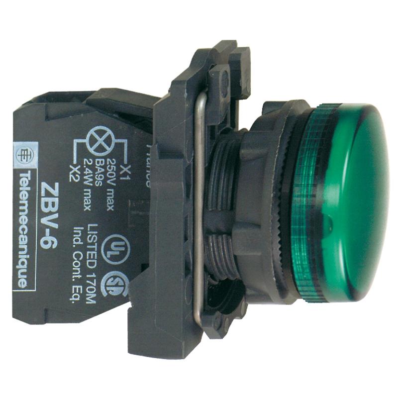 Harmony XB5 voyant lumineux DEL diam. 22 vert 24V vis étrier SCHNEIDER XB5AVB3