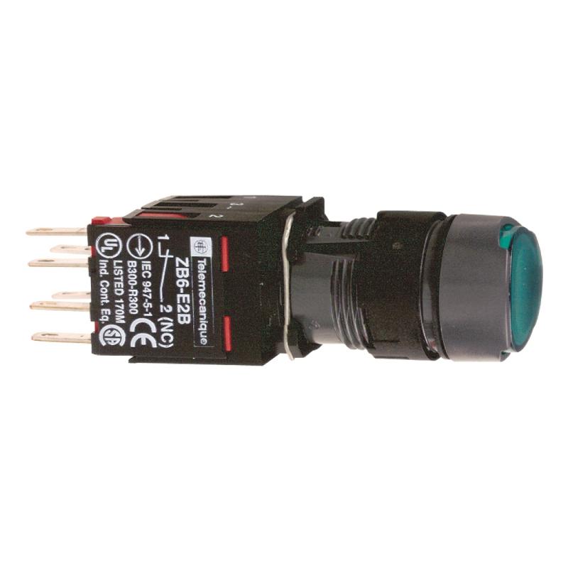 Harmony XB6 bouton-pous. lum. complet tête ronde vert diam. 16 24V 1F SCHNEIDER XB6AF3B1B