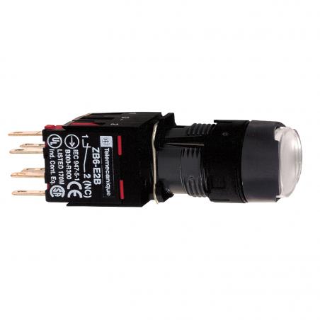 Harmony XB6 bouton-pous. lum. diam. 16mm à imp. affleurant 24V 1O+1F -blanc SCHNEIDER XB6AW1B5B