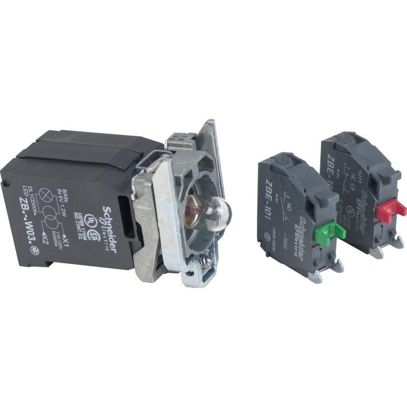Harmony XB4 corps bouton poussoir lumineux BA9s 2F 250V max vis étrier SCHNEIDER ZB4BW063