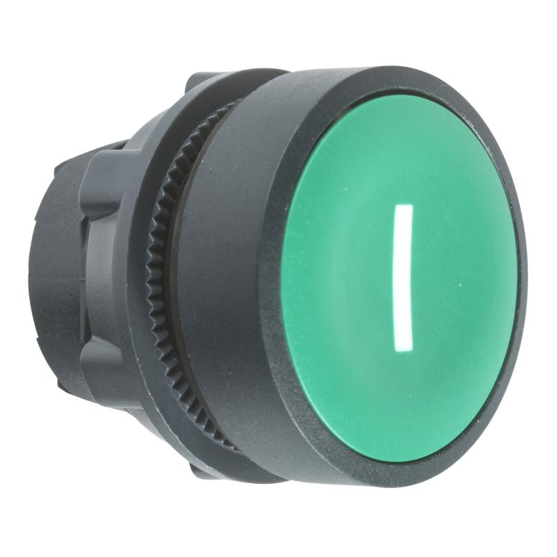 Harmony XB5 tête bouton poussoir affleurant diam. 22 vert texte 'I' SCHNEIDER ZB5AA331
