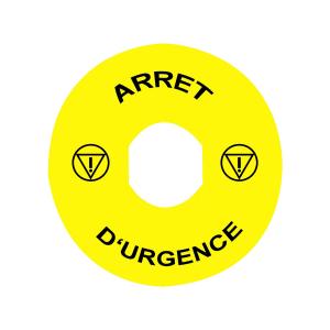 Etiquette circulaire Harmony diam.60mm jaune logo EN13850 ARRET D'URGENCE pour ZBZ3605 SCHNEIDER ZBY9130T 2