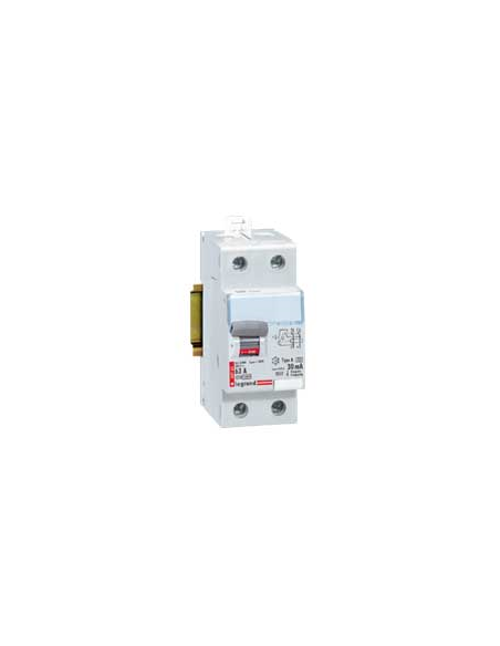 Interrupteur différentiel DX³-ID arrivée haute et départ bas à vis 2 Pôles 230V~ 63A type F 30mA 2 modules LEGRAND 411592