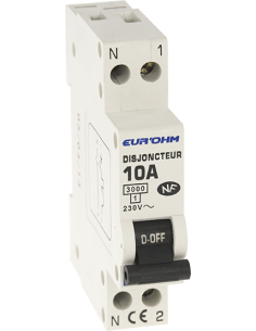 Disjoncteur 1P+N 10A NF cx vis haut/bas 3kA EUR'OHM 20010