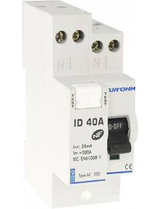 Interrupteur différentiel 40A 1P+N 30mA haut/haut Classe AC EUR'OHM 23240