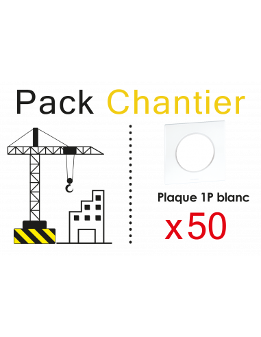 Lot de 100 SQUARE LOT 50 plaques blanc 1 poste ACK CHANTIER EUR'OHM 60296