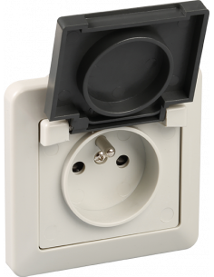 Prise 2 postes + T enc.e IP44 gris EUR'OHM 60760