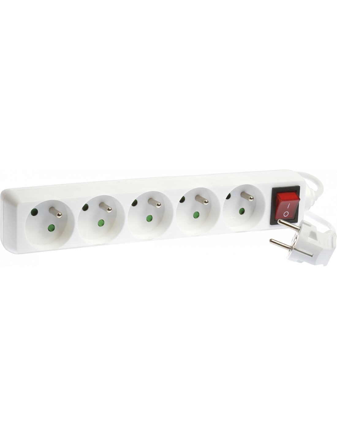 Eur'Ohm - Bloc multiprise avec interrupteur I/O - 5 Prises - Blanc - Câble 4  m - Réf : 64067 - ELECdirect Vente Matériel Électrique