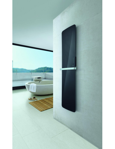 Radiateur sèche-serviettes Folio glass électrique 800 W H 1796 L 540 mm surface verre finition noir ACOVA TFGB-080-052 F