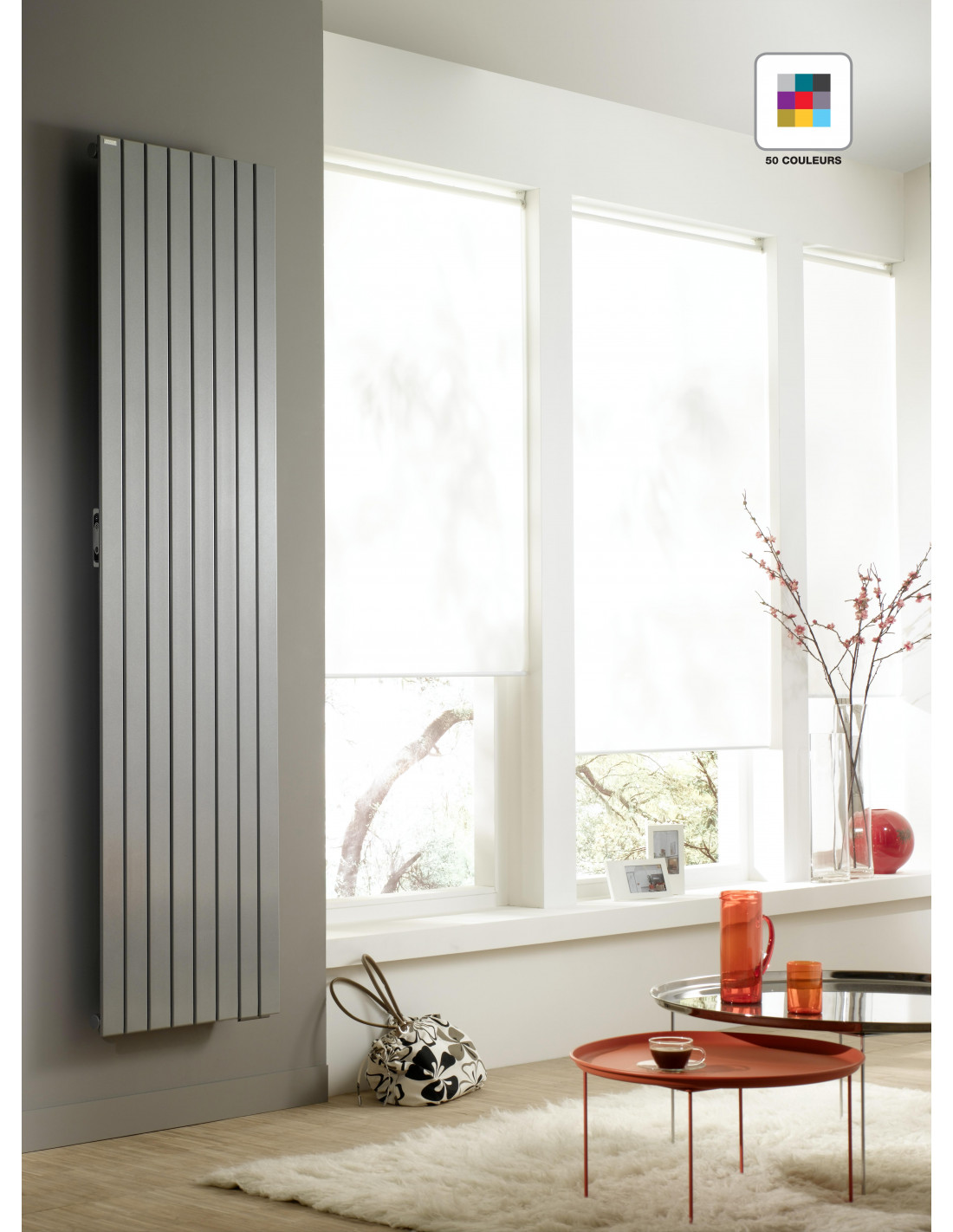 Heilmetz Radiateur eau chaude en acier Design Vertical Radiateur chauffage  central blanc 63x62cm