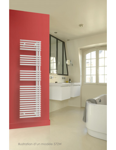Radiateur sèche-serviettes Cala Asymétrique eau chaude droite 547 W H 1161 L 496 mm racc. S039 Blanc ACOVA LNR-112-050