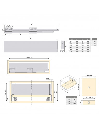 Tiroir extérieur Concept 30 kg hauteur 138 mm EMUCA 3101035