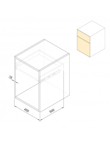 Kit de tiroir pour cuisine et salle de bain Vertex de hauteur 93 mm avec panneaux incluses. EMUCA 3173035