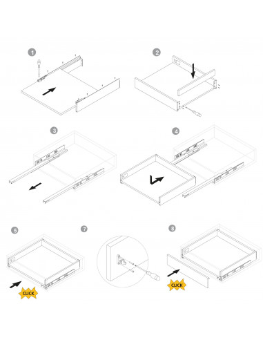 Kit de tiroir pour cuisine et salle de bain Vertex de hauteur 93 mm avec panneaux incluses. EMUCA 3173235