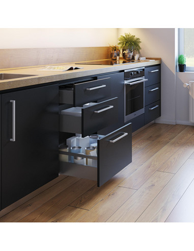 Kit de tiroir pour cuisine et salle de bain Vertex de hauteur 93 mm avec panneaux incluses. EMUCA 3173235