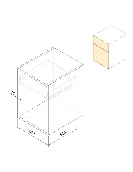 Kit de tiroir pour cuisine et salle de bain Vertex de hauteur 93 mm avec panneaux incluses. EMUCA 3173235