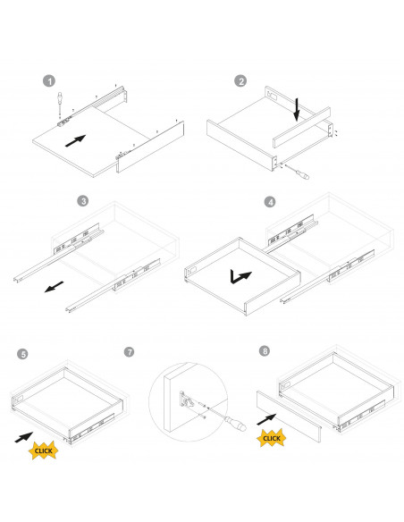Kit de tiroir pour cuisine et salle de bain Vertex de hauteur 93 mm avec panneaux incluses. EMUCA 3173235