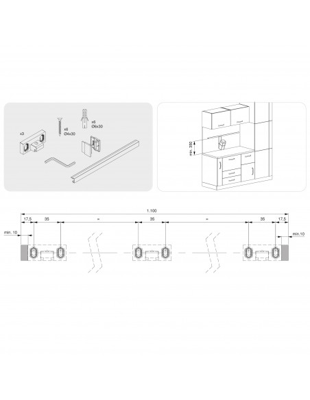Accessories de cuisine Titane à  accrocher sur un profilè fixè au mur. EMUCA 8965735