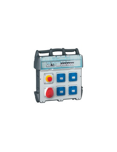 Coffret de chantier P17 IP44 IK09 40A 400V~ avec 4 prises brochage domestique, 1 prise 32A 3P+N+T et protections LEGRAND 058954