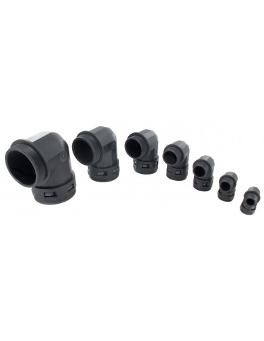 Raccord coudé 90° pol. noir NYLOFIX N°36-ISO40 BLM 390405