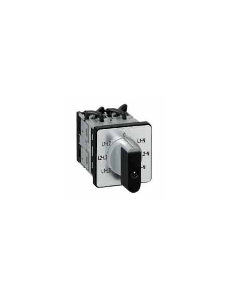 Commutateur à cames de mesure voltmètre sans neutre PR12 4 contacts fixation par vis sur porte LEGRAND 014652