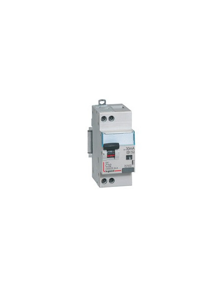 Disjoncteur différentiel DX³4500 arrivée haute et départ bas à vis U+N 230V 32A type F 30mA courbe C 2 modules LEGRAND 410756