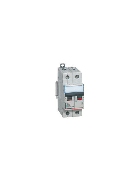 Disjoncteur DX³6000 arrivée haute et départ bas à vis 2 Pôles 230V à 400V 16A courbe C 2 modules  LEGRAND 407784