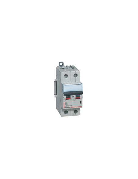 Disjoncteur DX³6000 10kA arrivée haute départ bas vis 2 Pôles 230V~ à 400V~ 6A courbe C 2 modules LEGRAND 407780