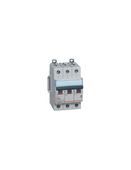 Disjoncteur DX³6000 10kA arrivée haute départ bas à vis 3 Pôles 400V~ 40A courbe B 3 modules LEGRAND 407536
