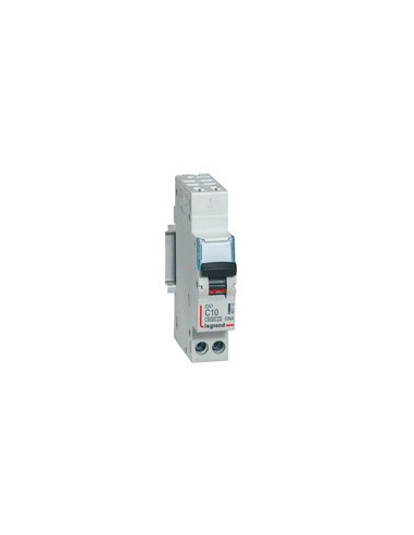 Disjoncteur DX³6000 10kA arrivée haute automatique et départ bas à vis U+N - 230V~ 10A courbe C 1 module LEGRAND 407712