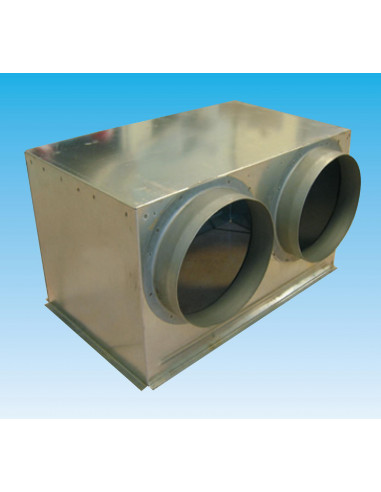 Plénum isolé à sortie latéral 2 piquages D 250mm pour GRAIxCD et GMI 500x400mm S&P (UNELVENT) 850221