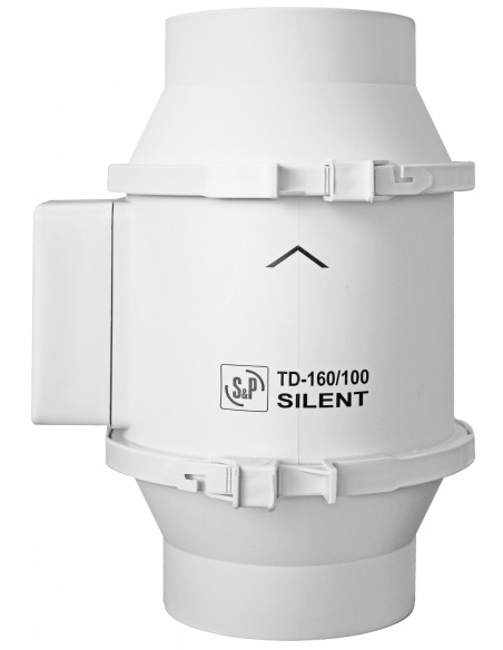 EXTRACTEUR IN LINE POUR RESEAU DE GAINES TEMPORISE 2 VITESSES 160 M3/H D100 MM UNELVENT TD-160/100 T 250810