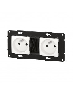 Double prise de courant précâblée Altège 16A bornes automatiques -finition Neige BTICINO BTAL22DD