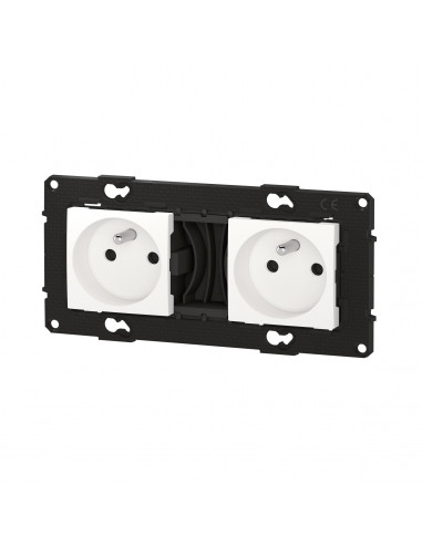 Double prise de courant précâblée Altège 16A bornes automatiques -finition Neige BTICINO BTAL22DD