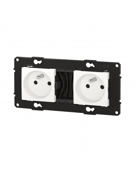 Double prise de courant précâblée Altège 16A bornes automatiques -finition Neige BTICINO BTAL22DD