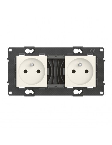 Double prise de courant précâblée Altège 16A bornes automatiques -finition Neige BTICINO BTAL22DD