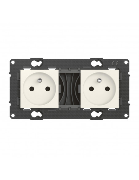 Double prise de courant précâblée Altège 16A bornes automatiques -finition Neige BTICINO BTAL22DD