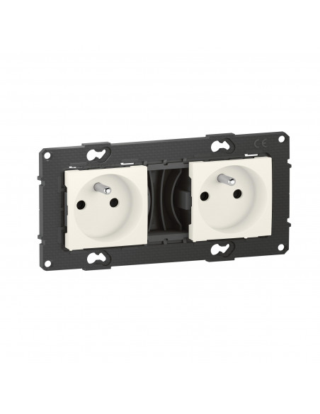 Double prise de courant précâblée Altège 16A bornes automatiques -finition Neige BTICINO BTAL22DD