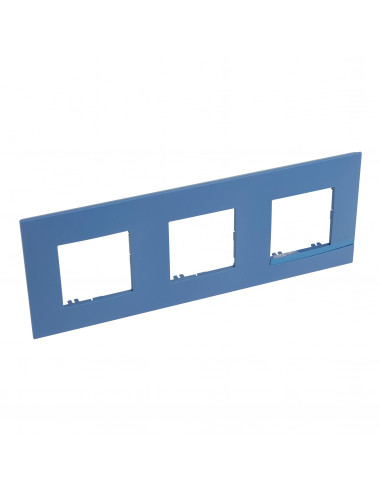 Plaque Altège Déco 3 postes Lagon bleu avec liseré bleu métallisé BTICINO BTAL9LA3