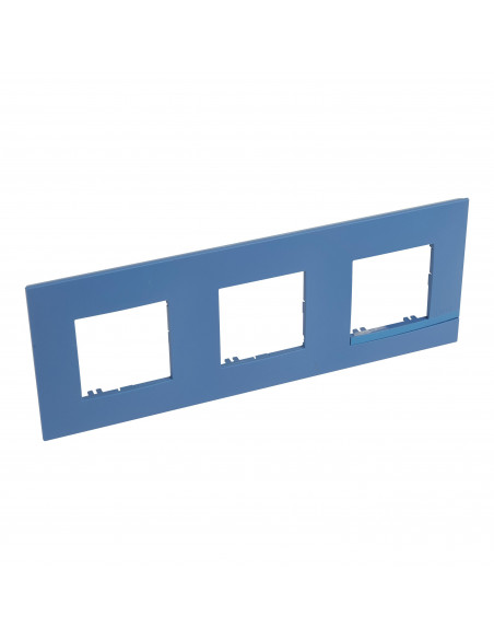 Plaque Altège Déco 3 postes Lagon bleu avec liseré bleu métallisé BTICINO BTAL9LA3