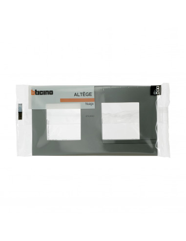 Plaque Altège Classico 2 postes Nuage effet aluminium avec liseré effet alu BTICINO BTAL9NA2